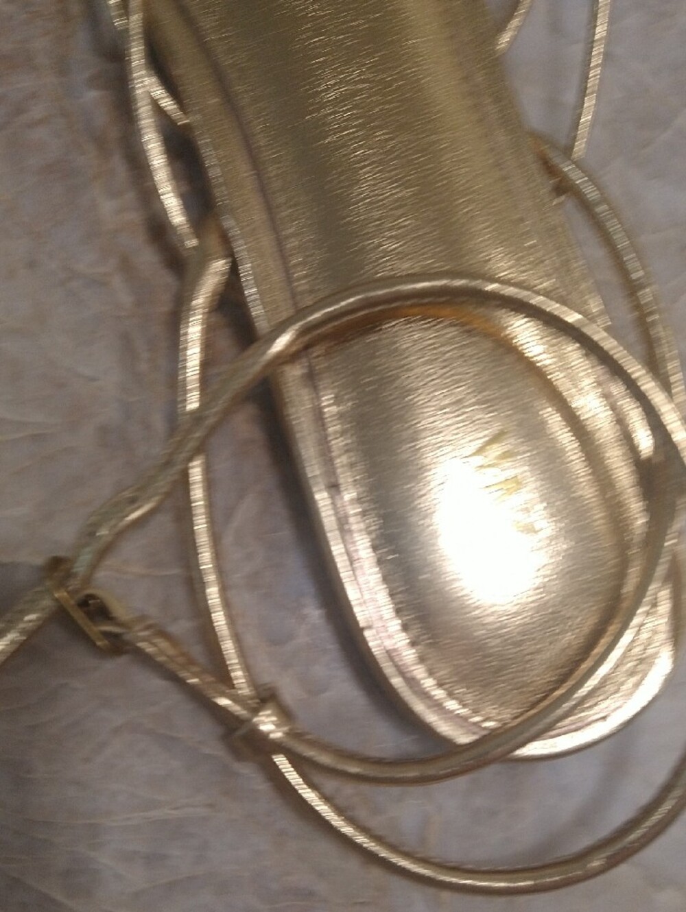 Zara  39 Metallic Gold Slim-Strap Ankle Wrap Sandals Sz 9 - Picture 7 of 8